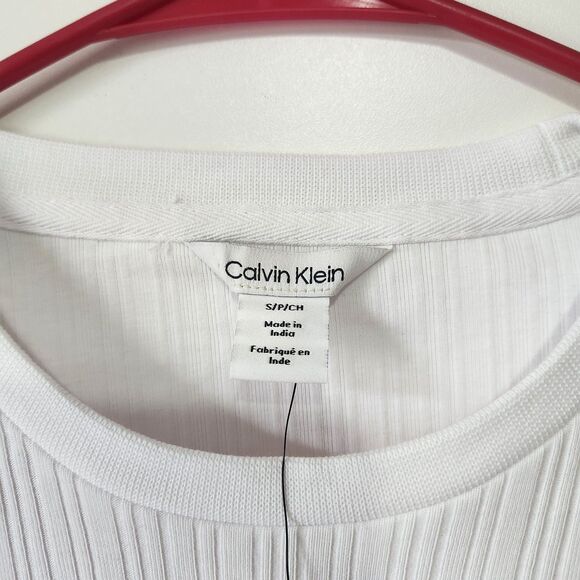 NWT Calvin Klein Men’s Ribbed Stretch Shirt Small Brilliant White Modern Fit - Picture 2 of 10